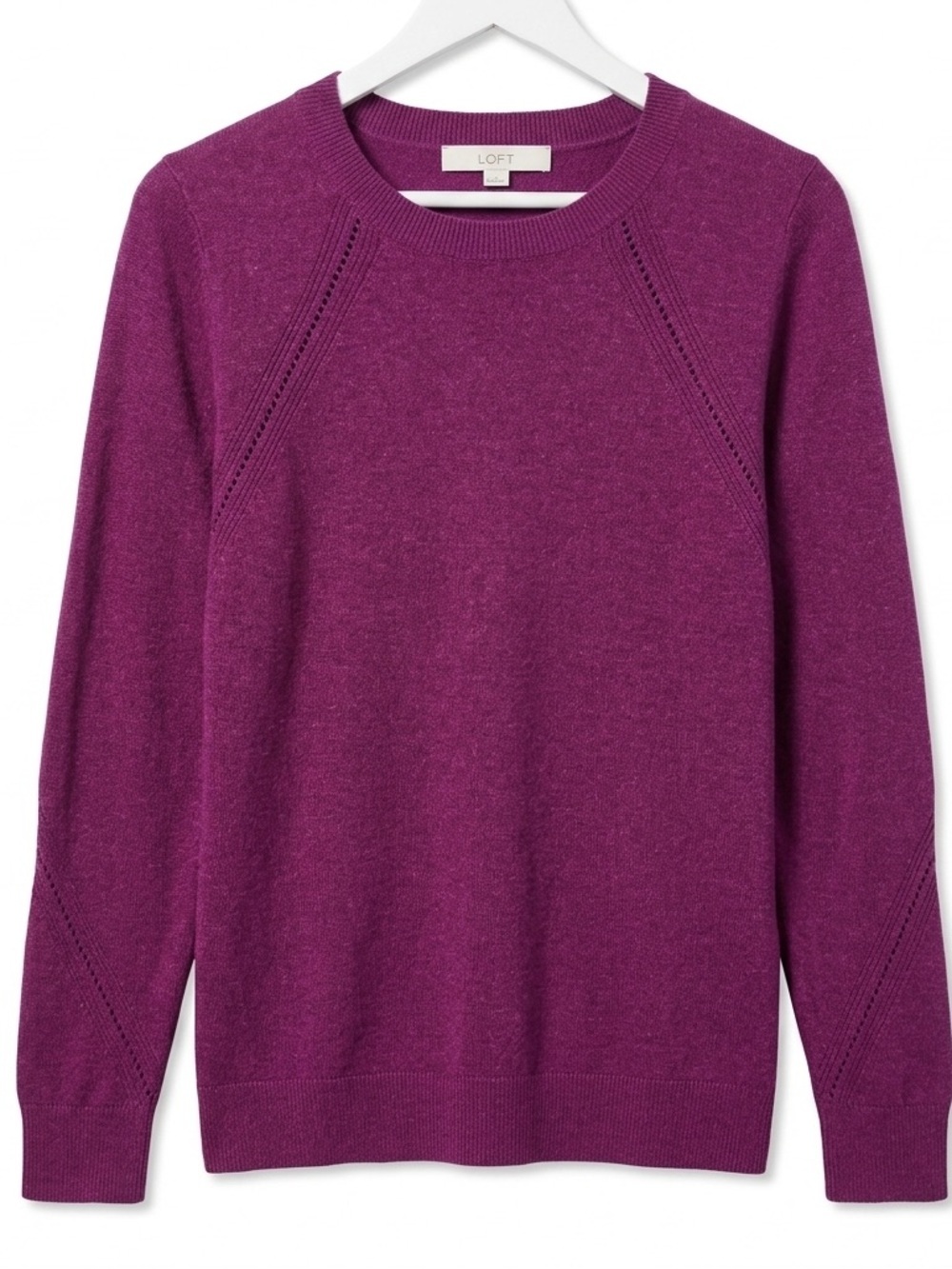 LOFT Women's Rich Purple Crew Neck Sweater